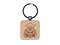 Samurai Warrior Oni Helmet Engraved Wood Square Keychain Tag Charm